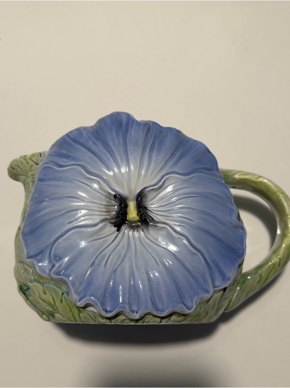 VTG 80s Fitz and Floyd Omnibus Blue Pansy Ceramic Pitcher Cottagecore